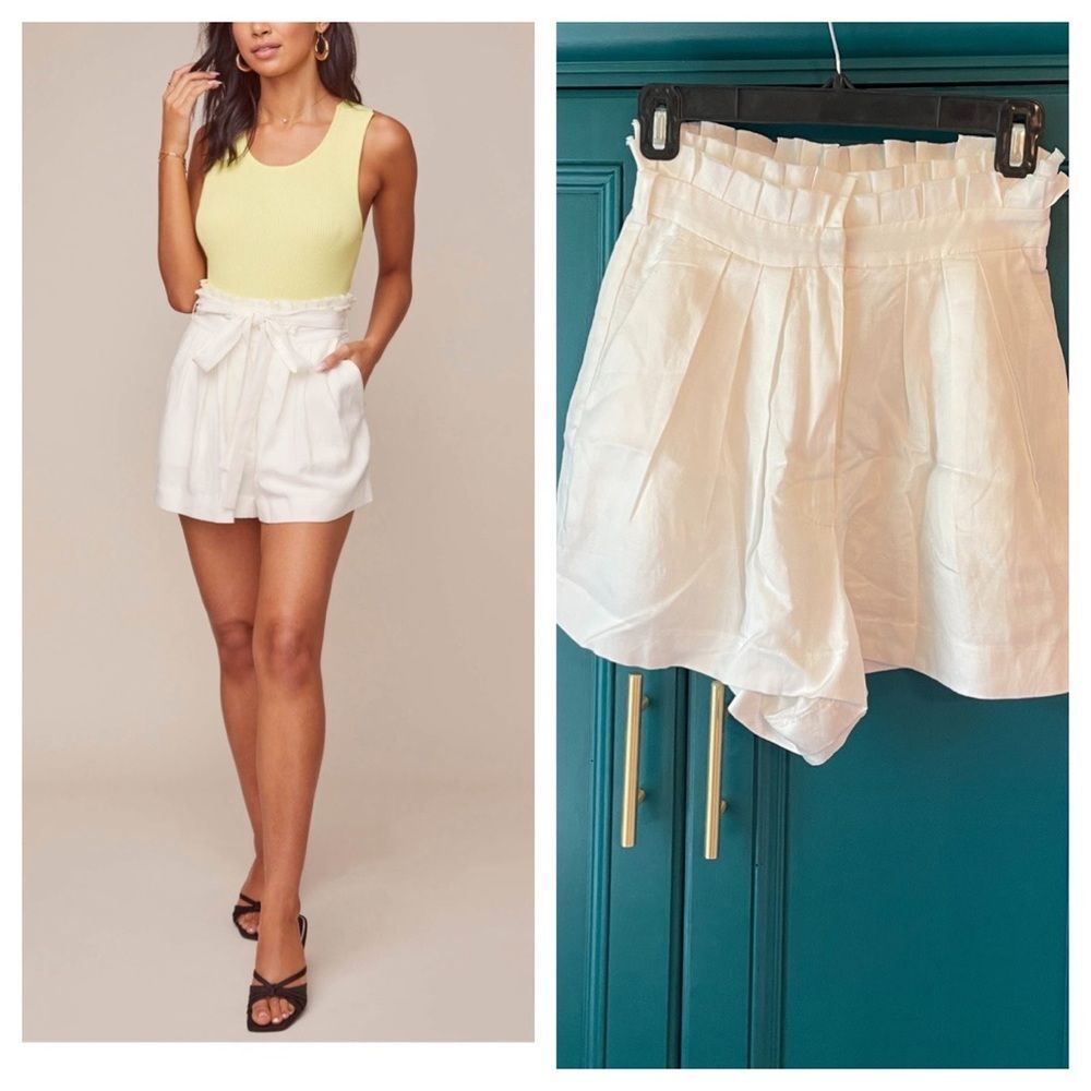 Revolve Astr the label white high waisted linen shorts sz XS